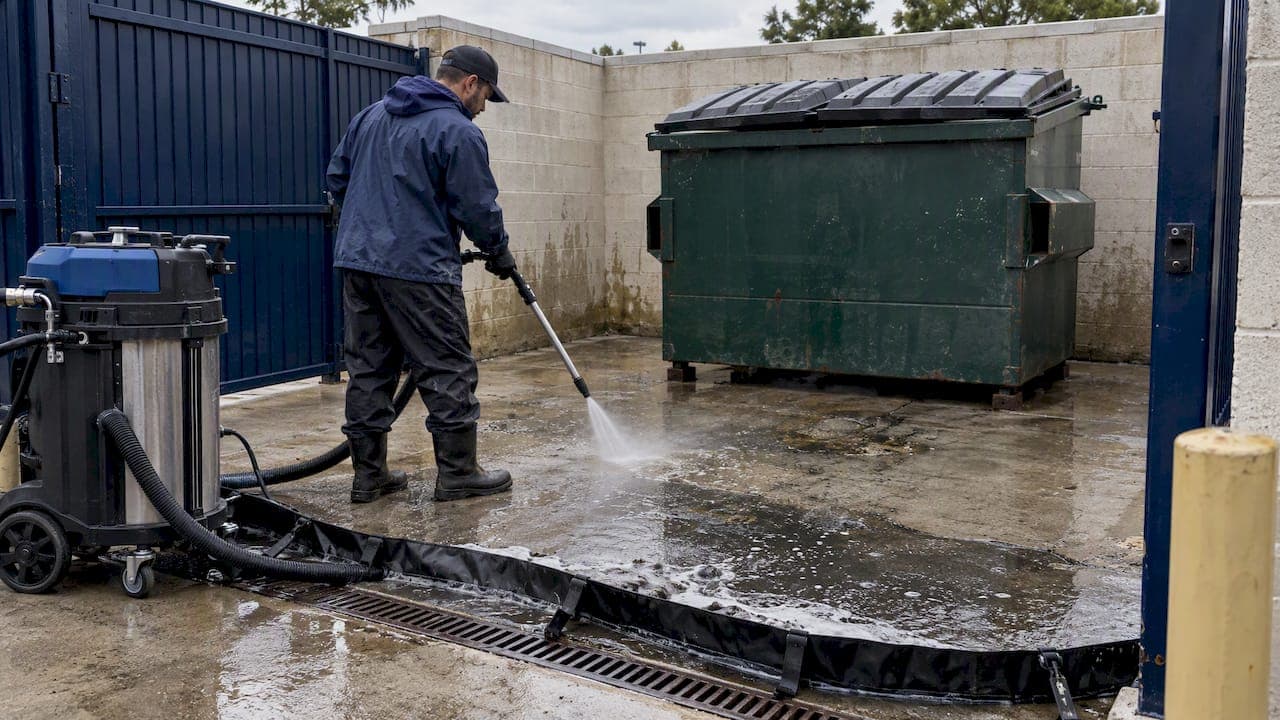 Dumpster Pad Cleaning: Method, Frequency and Wastewater Rules